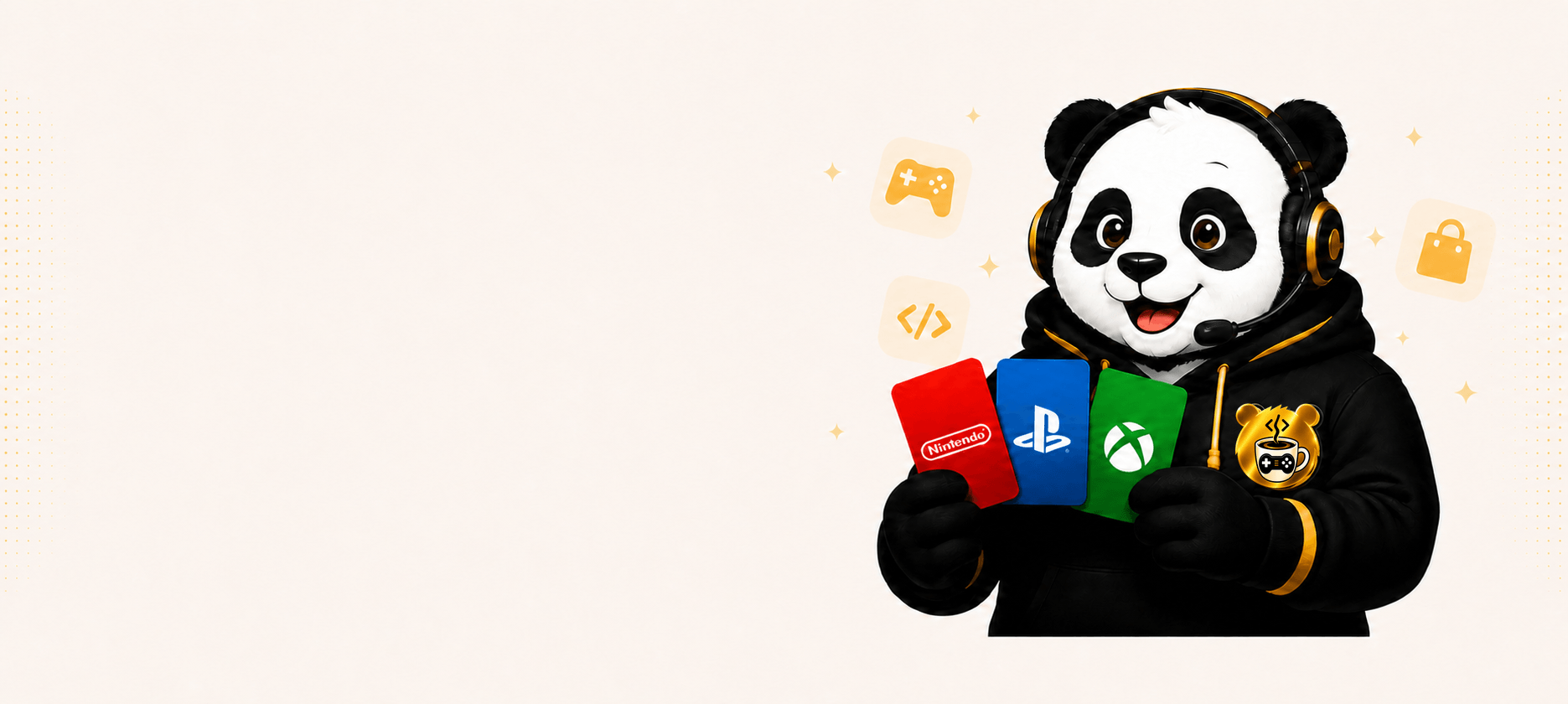 Panda presenting digital products